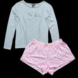 Pigiama corto Victorias Secret cotone top paillettes angelo e cotone cuori set piccolo - Foto 1 di 5