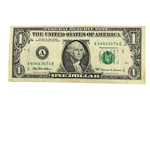 VTG Fancy Serial Number One Dollar Bill Series 1999 Six of a Kind 4s Near Solid - Picture 1 of 13