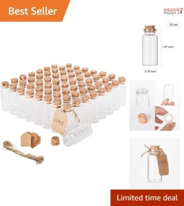 64PCS Clear Glass Cork Stoppers 10ml Tiny Storage Jars DIY Wedding Craft Favors - Picture 1 of 10
