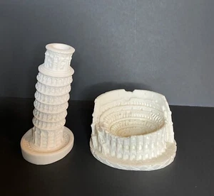 "Estatuillas de resina Torre inclinada de Pisa y Roma Coliseo recuerdos Italia 4"" blancas" - Imagen 1 de 4
