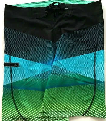 Bañador Burnside Vintage Adulto 34 Azul Verde Ombre Hombre Traje de Baño Pantalones Cortos Foto 1 de 4