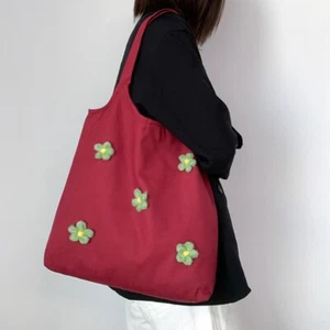Solid Color Tote Bag Square Shape Student Vest Bag Shopping Bag - Picture 1 of 12