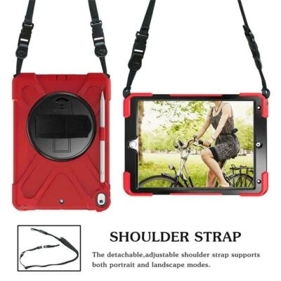 Shockproof Armor Heavy Duty Case Cover with Shoulder strap For Apple iPad models - Image 1 of 4