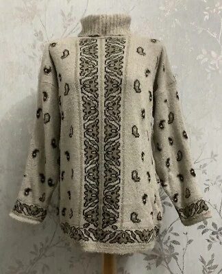 Ladies vintage Leopard Print Womens Polo Neck Thick Knitted Jumper Top 14 - Image 1 of 4