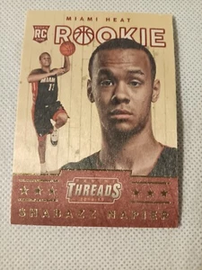 2014 SHABAZZ NAPIER PANINI THREADS WOOD NBA ROOKIE CARD RC #363 MIAMI HEAT UCONN - Picture 1 of 2