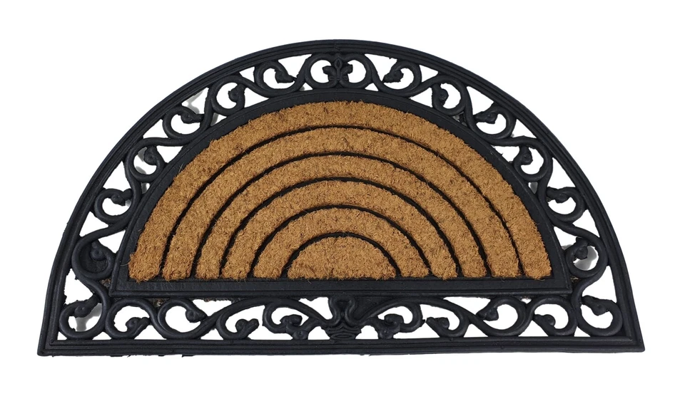 Gummimatte Relief mit Kokoseinlage halbrund 75x45 cm Fußabtreter Fußmatte  - Bild 1 von 1