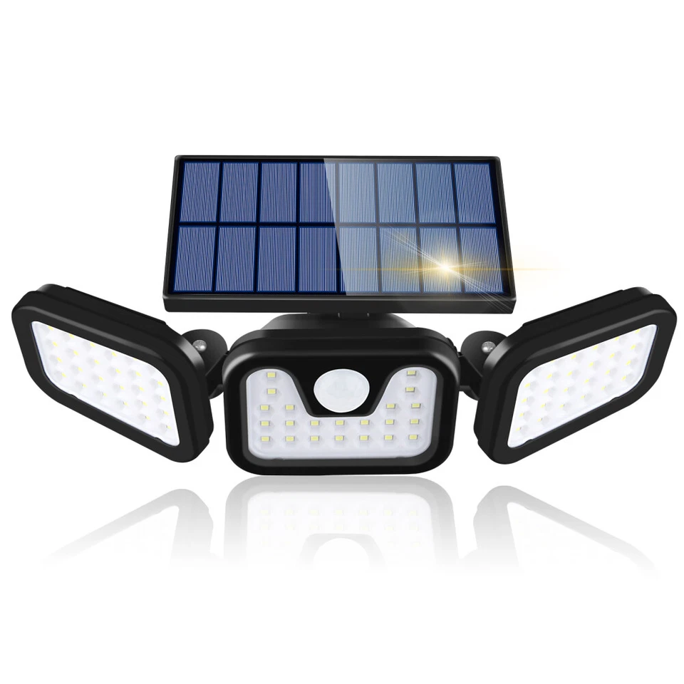 Solar Motion Sensor Wall Lamp Adjustable Flood Light Outdoor 74 LED Lights - Image 1 of 4