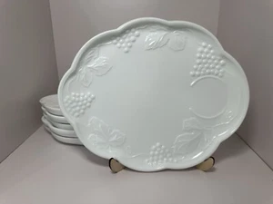 Indiana Harvest Grape Milk Glass Luncheon Snack Plates 10" - Picture 1 of 4