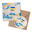 1 x Greeting Card & 10cm Sticker Set - World Map Ukraine Flag Kiev Travel #46472