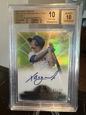 2014 Topps Tribute Xander Bogaerts Pastime Auto Yellow RC /30 BGS 10/10 PRISTINE - Image 1 of 2