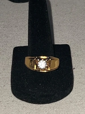 Anillo solitario de cristal/vidrio tono dorado usado talla 9,25 Foto 1 de 4