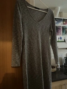 New Look Grey Ribbed Dress. Size 12 - Picture 1 of 4