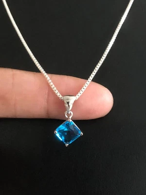 Colgante aguamarina azul Santa María de 18,60 quilates certificado natural - plata maciza 925 Foto 1 de 4