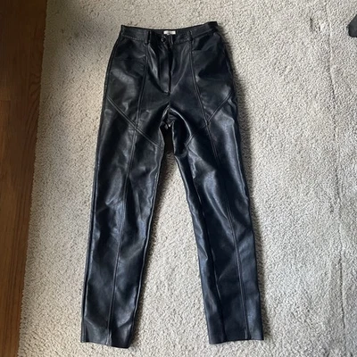 Aritizia Women's Wilfred Faux Black Leather Pants Size 4 - Image 1 of 4