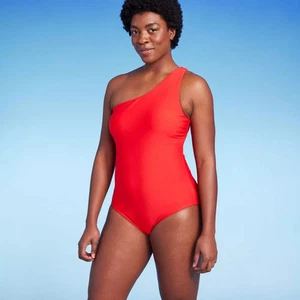 Kona Sol Women's One Shoulder Swimwear Red L Piece Swimsuit with Tummy - Picture 1 of 9