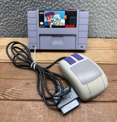 Cartucho Mario Paint Super Nintendo SNES 1991 y Super NES Mouse Retro Gamer Foto 1 de 4