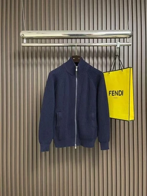 Brunello Cucinelli Minimalist Men's Wool Zipper Long-Sleeve Sweater Jacket Black - Image 1 of 4