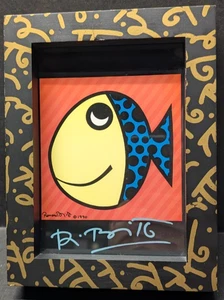 Romero Britto 8,5" x 6,5" signierte gerahmte Kunstkarte 1996 limitierte Auflage 225/1000 - Bild 1 von 8