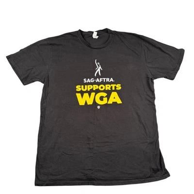 SAG AFTRA Supports WGA Black T-Shirt Mens XL Royal Apparel 235 - Image 1 of 4