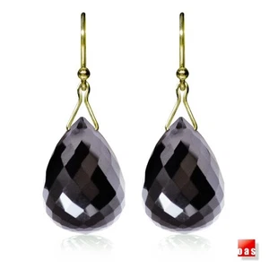 Massive 14k 18k Gelbgold schwarzer "Jet Onyx" Designer Ohrhänger - Bild 1 von 13