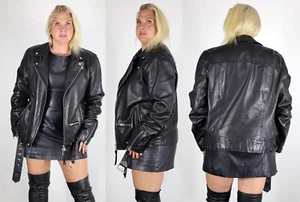 Chaqueta de motociclista de cuero de cordero negra All Saints para hombre talla grande L 44 - Imagen 1 de 6