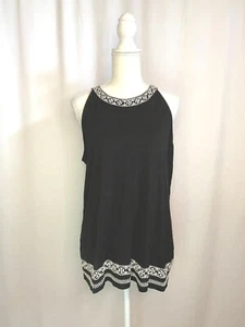 Adrianna Papell Women's Sleeveless Top, Size Large, Black, Embroidered - Picture 1 of 8
