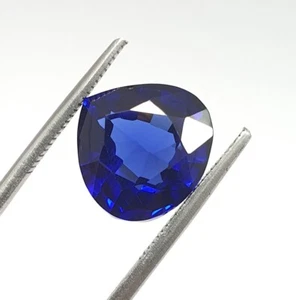 10.78 Ct Flawless Pear Cut AAA Burmese Royal Blue Sapphire Lab Grown Loose Gems - Picture 1 of 9