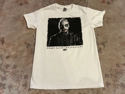 Camiseta Blanca Darby Allin Rara AEW Lucha Adulto Pequeña Implacable Foto 1 de 4