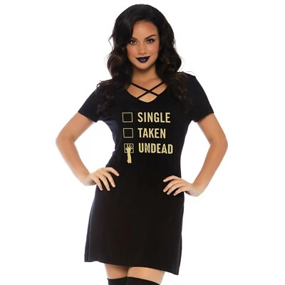 Leg Avenue VESTIDO JERSEY UNDEAD CON BOLSILLOS Y ACENTO CORPIÑO CRUZADO Mujer M Foto 1 de 3