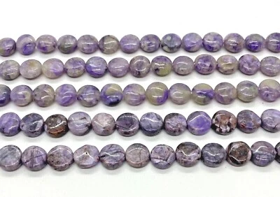 Charoite púrpura natural círculo ovalado lágrima rectángulo cuadrado 15,5 pulgadas hilo Foto 1 de 3