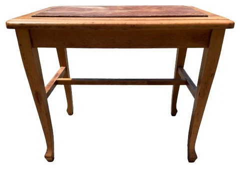 1940s Antique Brown Birdseye Maple Organ Bench, 21L  x 13W x 19.25H in Cover