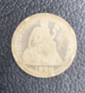 Moneda de diez centavos de plata libertad sentada de 1890 de Estados Unidos - Imagen 1 de 2