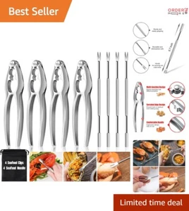 8-Piece Stainless Steel Lobster Cracker Set with Picks - Ideal Seafood Tools - Picture 1 of 9