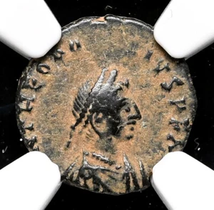 ROMAN EMPIRE. Theodosius II. AD 402-450. Æ Nummus, Cross, NGC VF - Picture 1 of 4