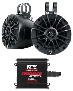 2) Rockville UT525B UTV/ATV 5.25" Rollbar Speakers+MTX Audio 2-Channel Amplifier - Picture 1 of 12