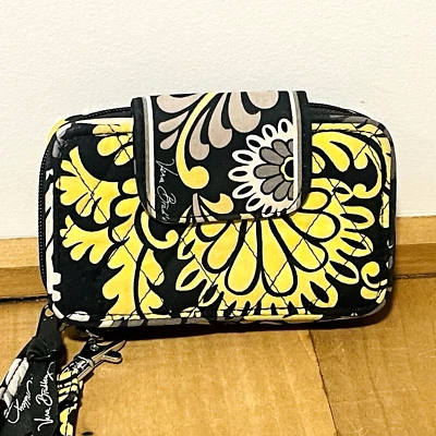 Vera Bradley BARROCO Cartera Muñequera 5.5" x 3" Amarillo Negro Paisley 2010 NUEVA Etiqueta Foto 1 de 4