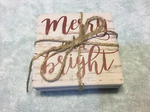 Set aus 4 saugfähigen quadratischen Steinuntersetzern Merry & Bright - Bild 1 von 2