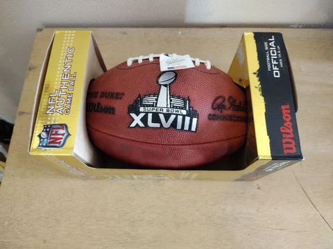 Super Bowl Authentic Wilson NFL Official Game Ball XLVIII "The Duke" Cover