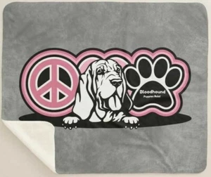 Manta polar Sherpa Bloodhound raza perro cachorros regla paz y amor  - Imagen 1 de 5