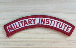WWII ERA MILITARY PATCH SEW ON OLD ORIGINAL TAB MILITARY INSTITUTE RED AND WHITE - Picture 1 of 2