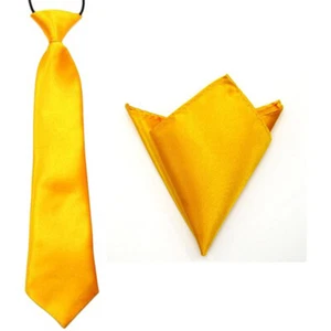 School Boy Necktie Pocket Square Set Solid Color Handkerchief Hanky Neck Tie Lot - Picture 1 of 14