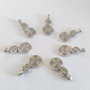 Lote De 12 Colgantes Cuentas Charm Dobles Espirales 18x8mm Plata sin Níquel - Imagen 1 de 1