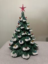 VTG 14” Ceramic Christmas Tree Atlantic Mold? Nowell? White Flocked No Base