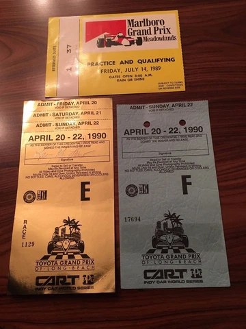 1989 Marlboro Grand Prix Meadowlands & 1990 Long Beach Grand Prix Tickets Cover