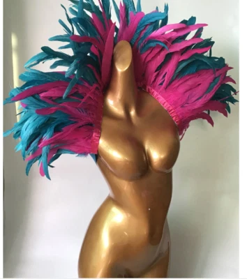 Costume grande piuma carnevale palco festival spalla Brasile performance oggetti di scena - Immagine 1 di 4