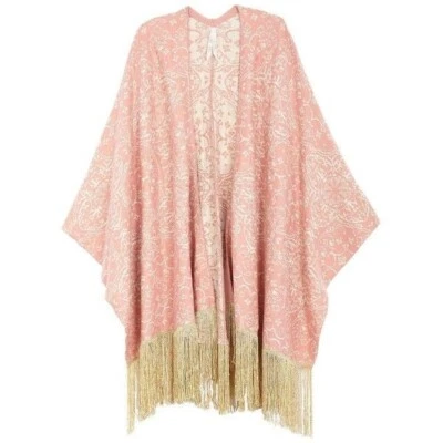 Melissa McCarthy Seven7 Rosa Kimono Talla M Nuevo con Etiquetas Tapiz Flecos Poncho Mantón Foto 1 de 4