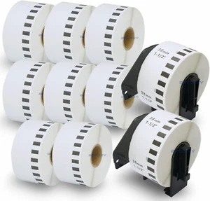 10 x kompatible Brother DK-22225 38 mm x 30,48 m durchgehend weiße Adressetiketten - Bild 1 von 14