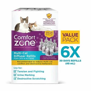 6 REFILL MULTICAT Feliway Comfort Zone FRIENDS Cat Feline Stress Behavior Relief - Picture 1 of 7