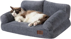 Fluffy Plush Dog Cat Pet Couch Soft Calming Sofa Bed for Medium Small Cats and D - Picture 1 of 12