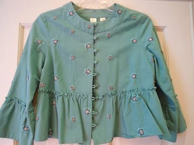 Chaqueta corta Anthropologie Lithe Seafoam Aqua Teal bordada con cuentas talla 4 Top Foto 1 de 4